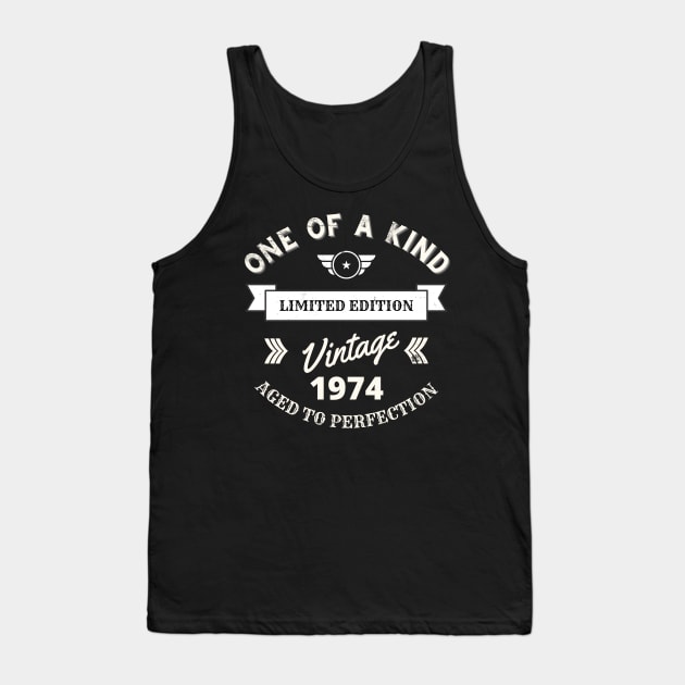 One of a Kind, Limited Edition, Vintage 1974, Aged to Perfection Tank Top by Blended Designs